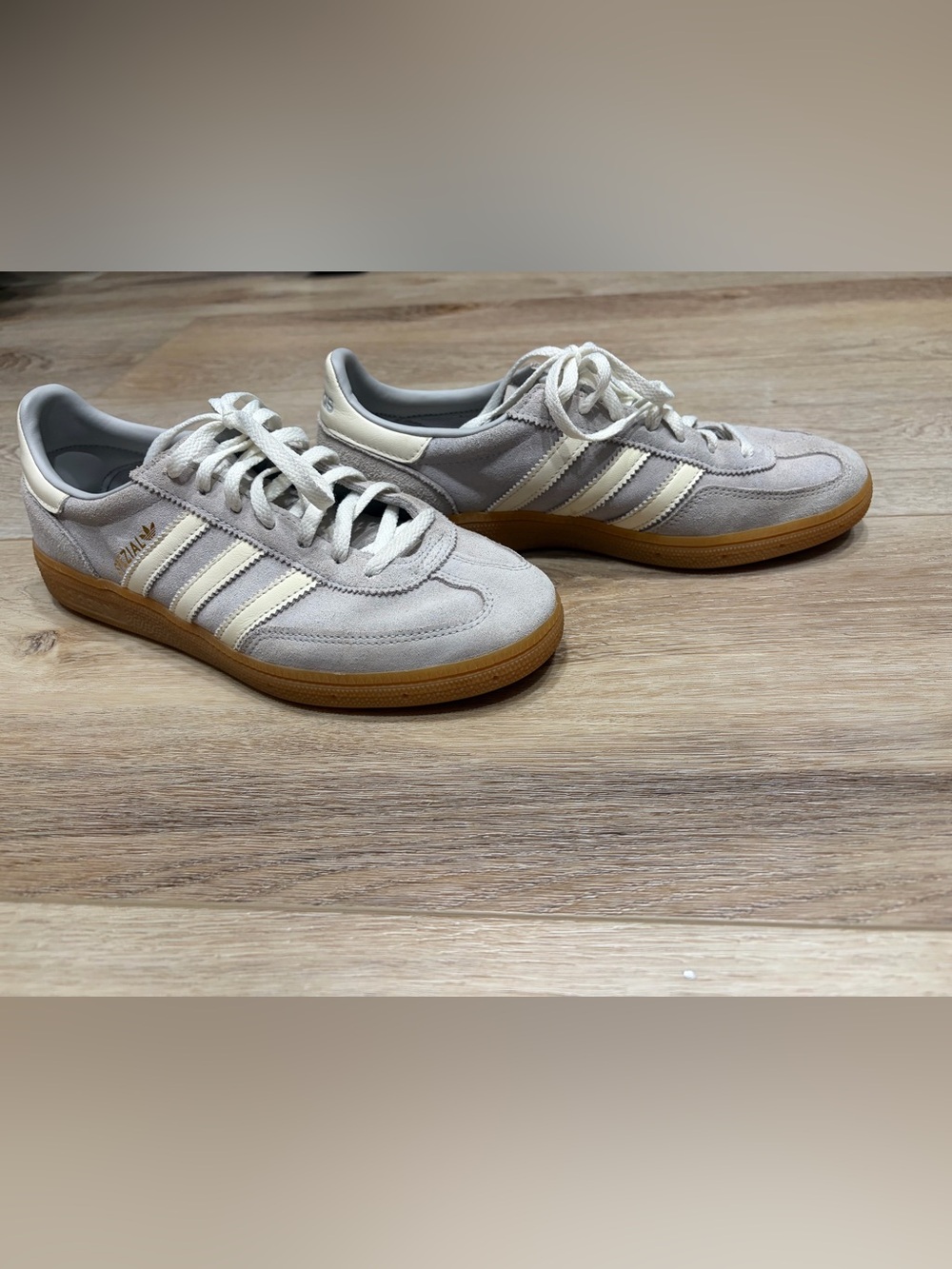 adidas Men's Samba Suede Sneakers in Light Gray and Cream with Gum Sole
